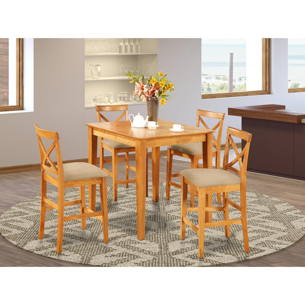 Pubs5-Brn-C 5 Pc Counter Height Dining Set-Gathering Table And 4 Counter Height Chairs By East West Furniture | Bar Stools & Table | Modishstore - 5