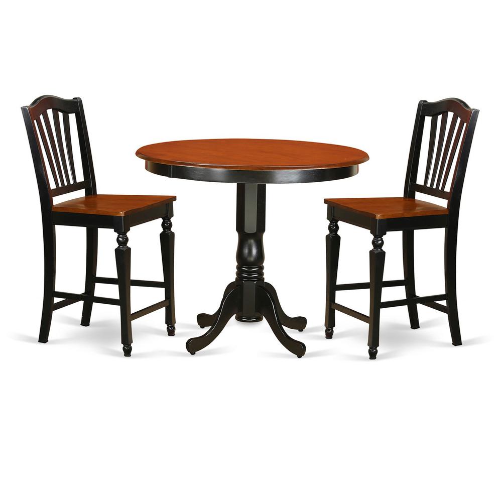 3 Pc Counter Height Table And Chair Set-Pub Table And 2 Kitchen Chairs. By East West Furniture | Bar Stools & Table | Modishstore - 2