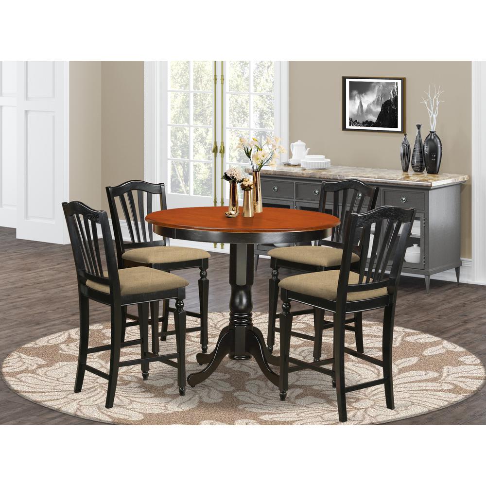 Trch5-Blk-C 5 Pc Counter Height Table And Chair Set-Pub Table And 4 Kitchen Bar Stool By East West Furniture | Bar Stools & Table | Modishstore - 2
