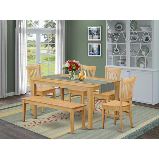 6-Pc Table Set - Dining Table And 4 Dinette Chairs Combined With Wooden Bench By East West Furniture | Dining Sets | Modishstore
