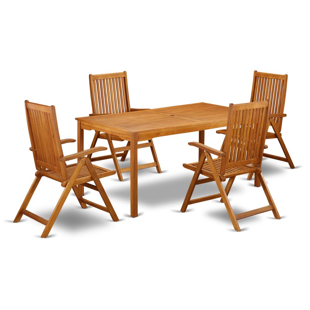 Wooden Patio Set Natural Oil CMCN5NC5N By East West Furniture | Outdoor Dining Sets | Modishstore - 2