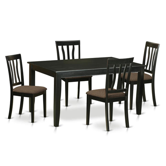 Duan5-Blk-C 5 Pc Table And Chair Set For 4-Dining Table And 4 Dining Chairs By East West Furniture | Dining Sets | Modishstore