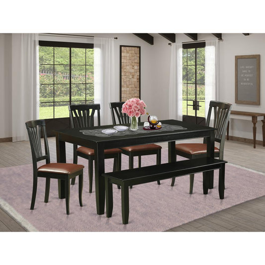 6 Pc Table Set - Dinette Table And 4 Dining Chairs Plus Bench By East West Furniture | Dining Sets | Modishstore