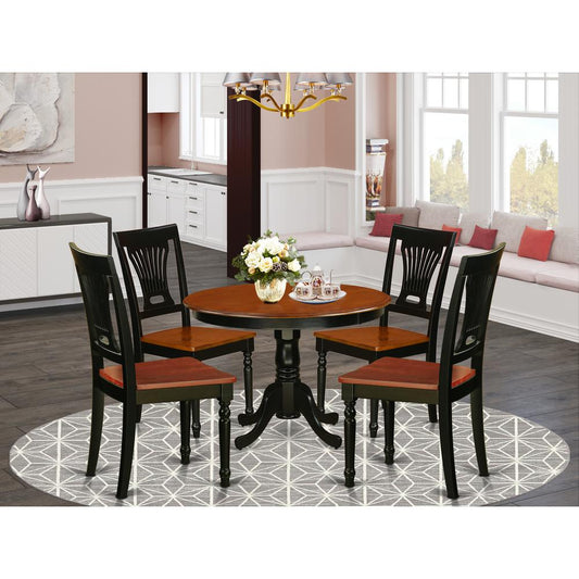 5 Pc Set With A Round Small Table And 4 Wood Dinette Chairs In Black And Cherry . By East West Furniture | Dining Sets | Modishstore