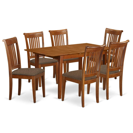 Mlpo7-Sbr-C 7 Pc Dinette Set For Small Spaces-Kitchen Table And 6 Dining Chairs By East West Furniture | Dining Sets | Modishstore