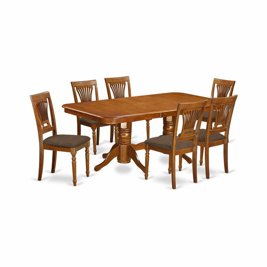 Napl7-Sbr-C 7 Pc Dining Room Set-Dining Table And 6 Dining Chairs By East West Furniture | Dining Sets | Modishstore