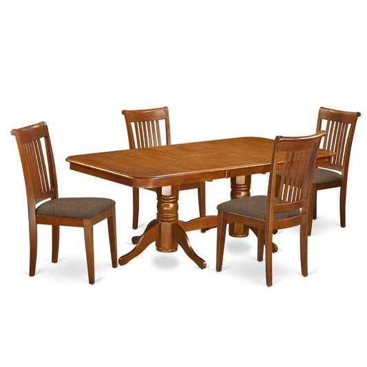 Napo5-Sbr-C 5 Pc Dining Room Set Dining Table With Leaf And 4 Chairs For Dining By East West Furniture | Dining Sets | Modishstore