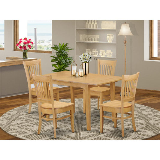 5 Pc Dining Room Set - Dining Table And 4 Dining Chairs By East West Furniture - Nova5-Oak-W | Dining Sets | Modishstore