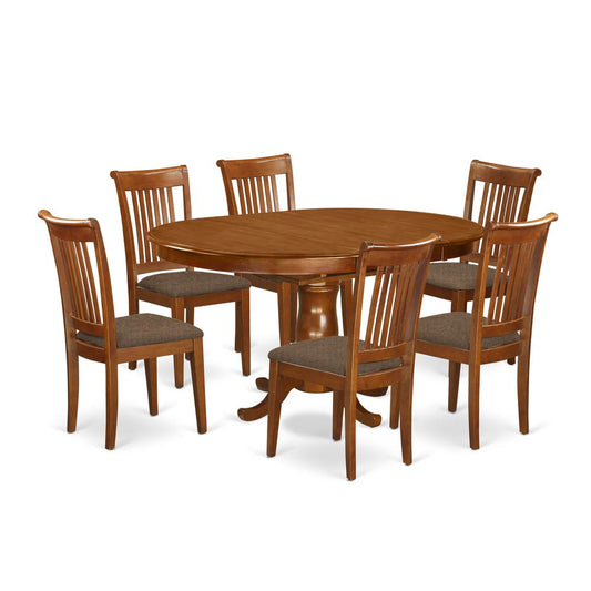 7 Pc Dining Room Set-Oval Dining Table With Leaf And 6 Dining Chairs By East West Furniture | Dining Sets | Modishstore