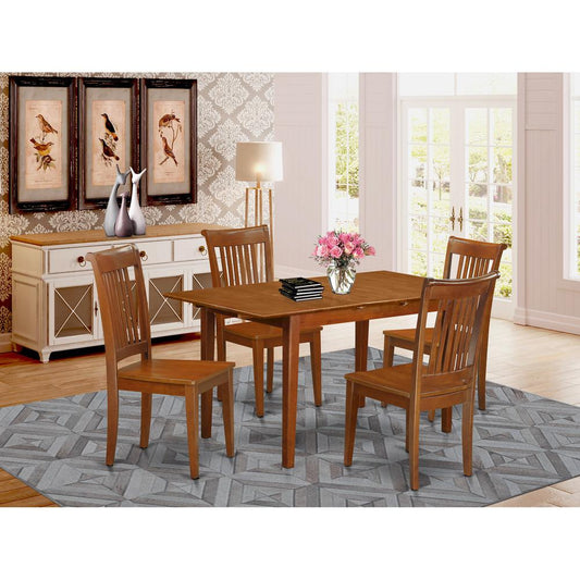 5 Pc Kitchen Table Set Table With Leaf And 4 Kitchen Chairs By East West Furniture | Dining Sets | Modishstore
