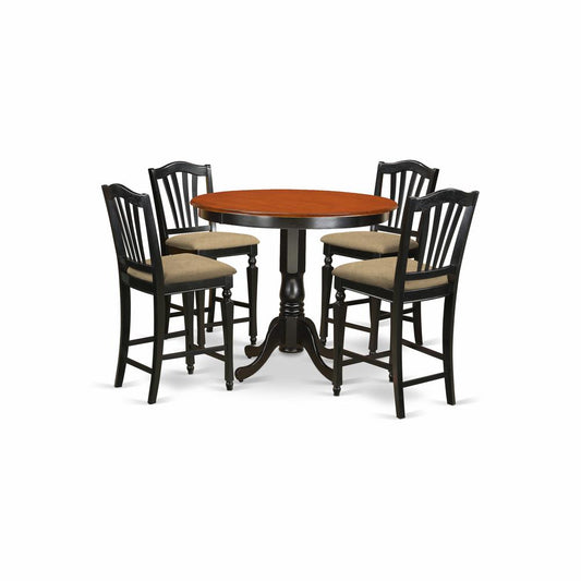 Trch5-Blk-C 5 Pc Counter Height Table And Chair Set-Pub Table And 4 Kitchen Bar Stool By East West Furniture | Bar Stools & Table | Modishstore