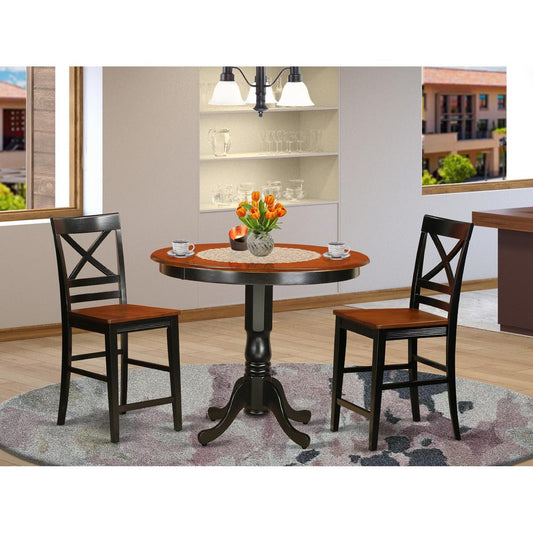 3 Pc Counter Height Pub Set-Pub Table And 2 Bar Stools With Backs By East West Furniture | Bar Stools & Table | Modishstore