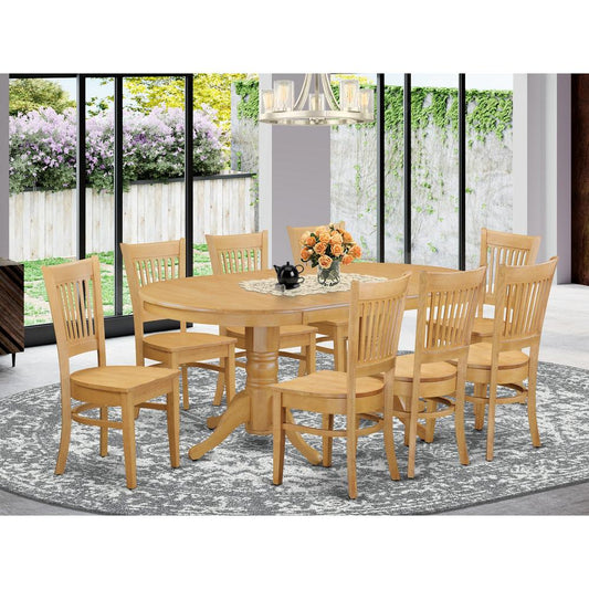 9 Pc Dining Room Set-Double Pedestal Oval And Leaf And 8 Dining Chairs By East West Furniture | Dining Sets | Modishstore