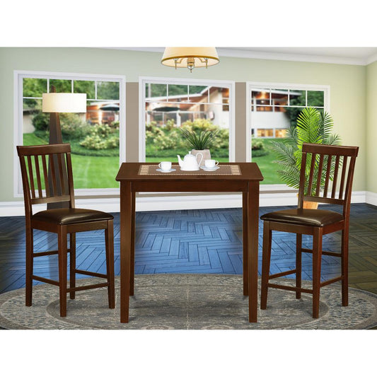 3 Pc Counter Height Dining Set-Square Pub Table And 2 Stools By East West Furniture | Bar Stools & Table | Modishstore