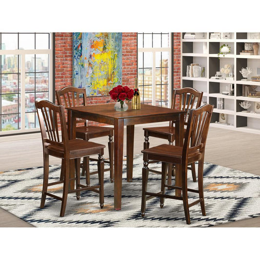 5 Pc Pub Table Set - Kitchen Dinette Table And 4 Kitchen Bar Stool. By East West Furniture | Bar Stools & Table | Modishstore
