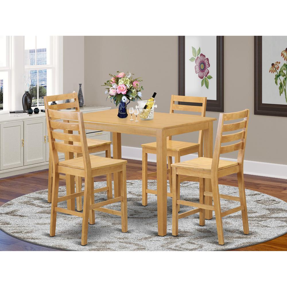 5 Pc Counter Height Pub Set-Pub Table And 4 Kitchen Chairs. By East West Furniture | Bar Stools & Table | Modishstore