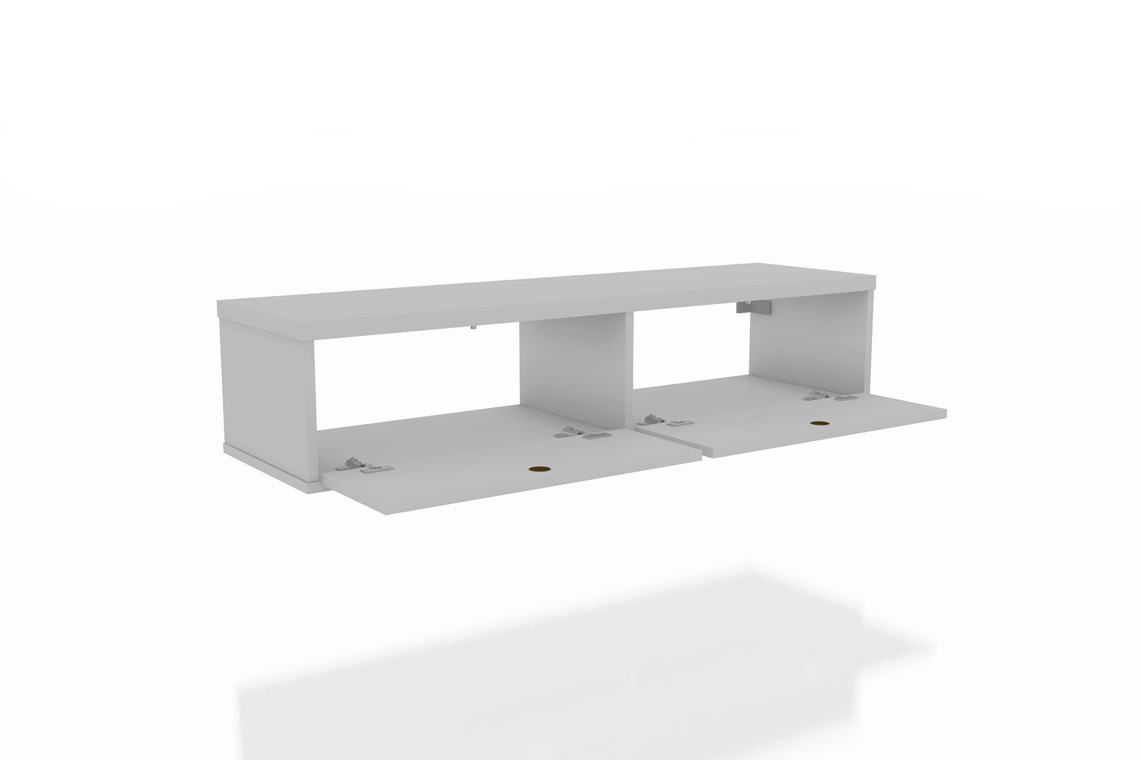 Manhattan Comfort Liberty 42.28 Mid-Century Modern Floating Office Desk with 2 Shelves in White | Desks | Modishstore-2