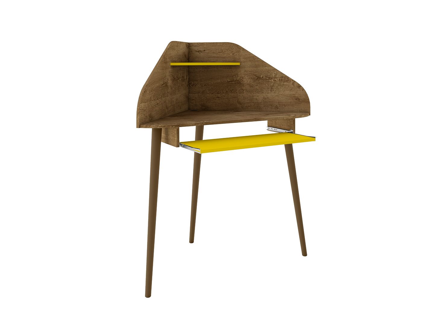 Manhattan Comfort Bradley Corner Desk with Keyboard Shelf in Rustic Brown and Yellow | Desks | Modishstore-2