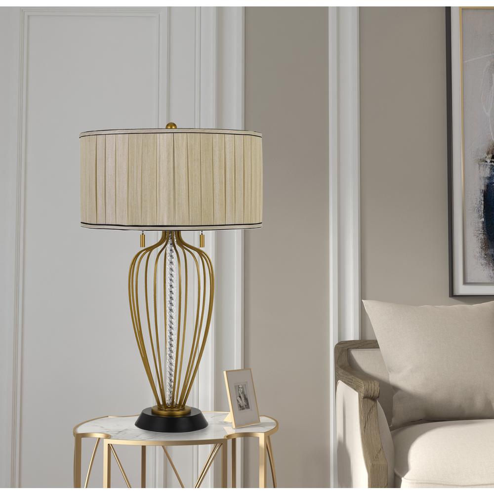Laval 60W X 2 Metal Table Lamp With Pleated Softback Fabric Shade And Pull Chain Switch By Cal Lighting | Table Lamps | Moidshstore - 3