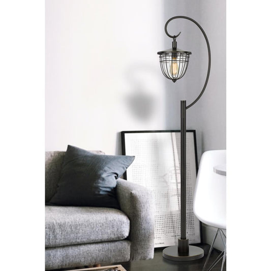60W Alma Metal/Glass Downbridge Lantern Style Floor Lamp (Edison Bulb Included), Dark Bronze By Cal Lighting | Floor Lamps | Moidshstore
