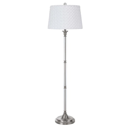 150W 3 Way Ruston Crystal/Metal Floor Lamp With Pleated Hardback Shade By Cal Lighting | Floor Lamps | Moidshstore