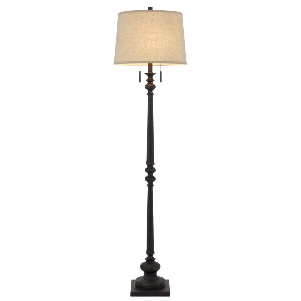 60W X 2 Torrington Resin Floor Lamp With Pull Chain Switch And Hardback Linen Shade By Cal Lighting | Floor Lamps | Moidshstore - 4