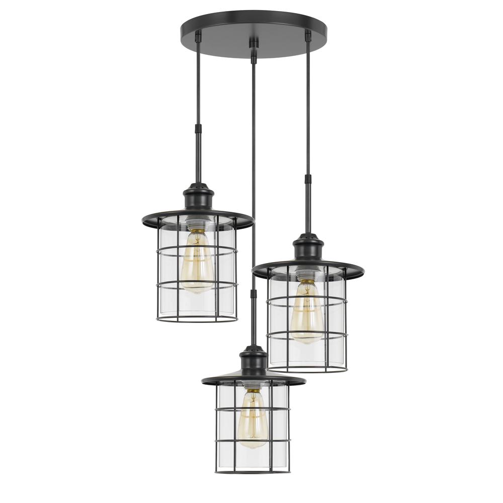 60W X 3 Silverton Metal/Glass Pendant Fixture (Edison Bulbs Not Included), Dark Bronze By Cal Lighting | Pendant Lamps | Moidshstore - 3