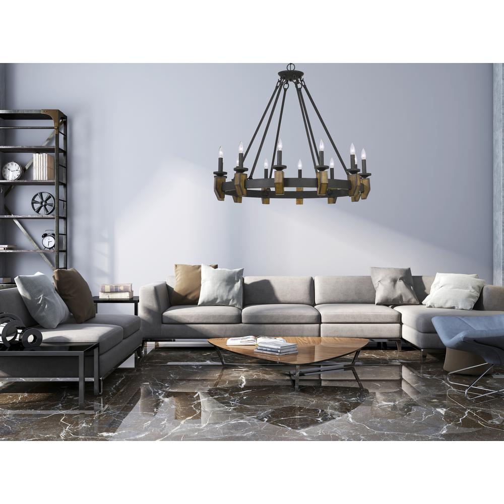 60W X 12 Cruz Metal/Wood Chandelier By Cal Lighting | Chandeliers | Moidshstore - 2