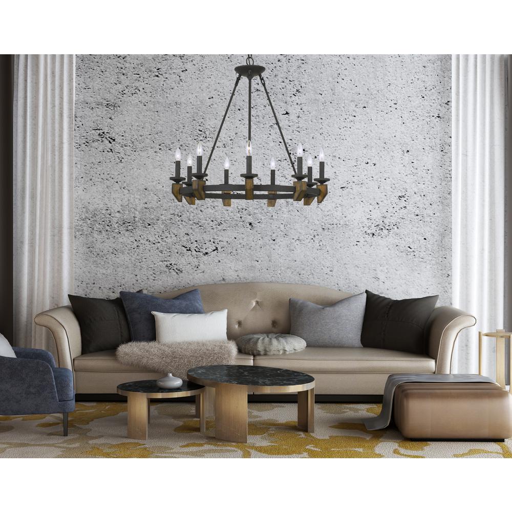 60W X 9 Cruz Metal/Wood Chandelier By Cal Lighting | Chandeliers | Moidshstore - 3