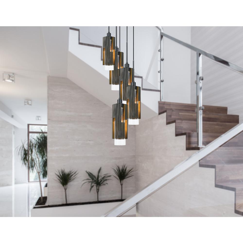 60W X 5 Reggio Wood Pendant Glass Fixture (Edison Bulbs Not Included) By Cal Lighting | Chandeliers | Moidshstore - 3