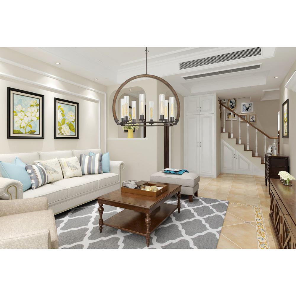 60W X 8 Sulmona Wood/Metal Chandelier With Glass Shade (Edison Bulbs Not Included) By Cal Lighting | Chandeliers | Moidshstore - 3