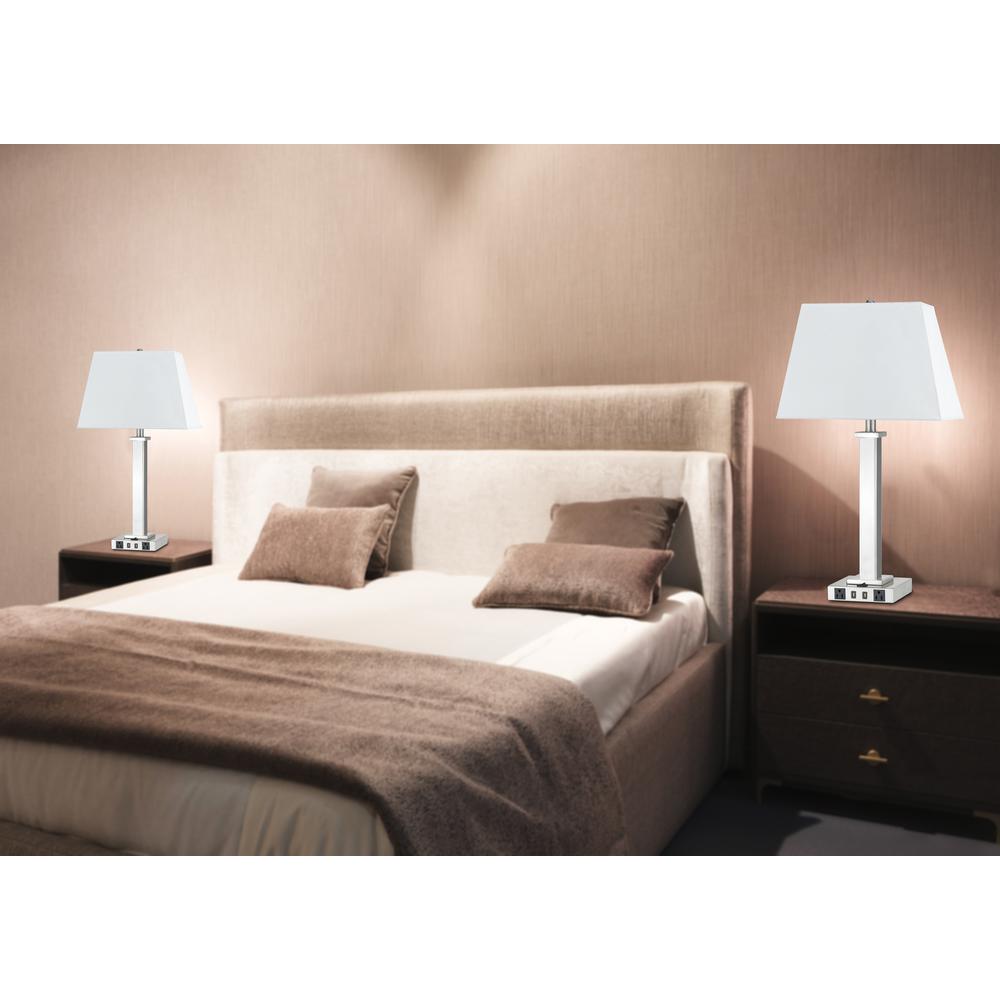 100W Metal Night Stand Lamp With 2 Usb And 2 Power Outlets, On Off Rocker Base Switch, La60003Tb9Rbs By Cal Lighting | Table Lamps | Moidshstore - 2