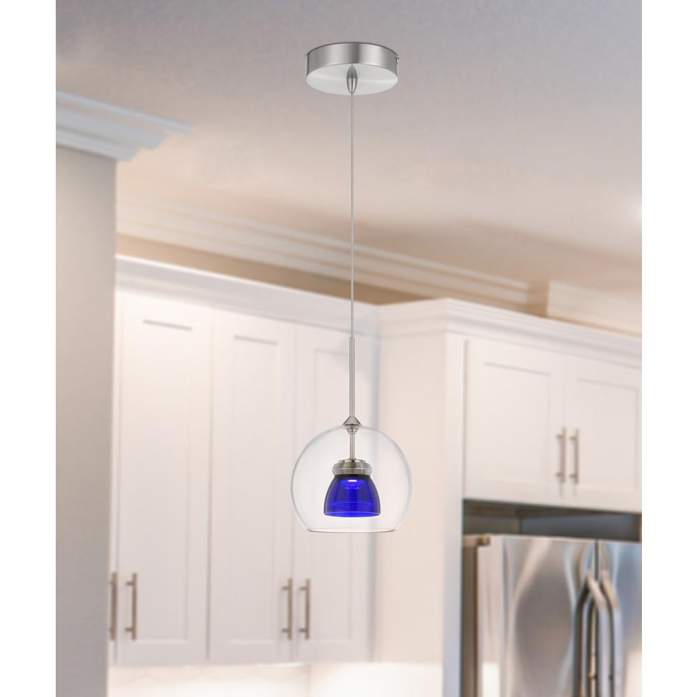 Integrated Dimmable Led Double Glass Mini Pendant Light. 6W, 450 Lumen, 3000K In Clear Blue By Cal Lighting | Pendant Lamps | Moidshstore - 3