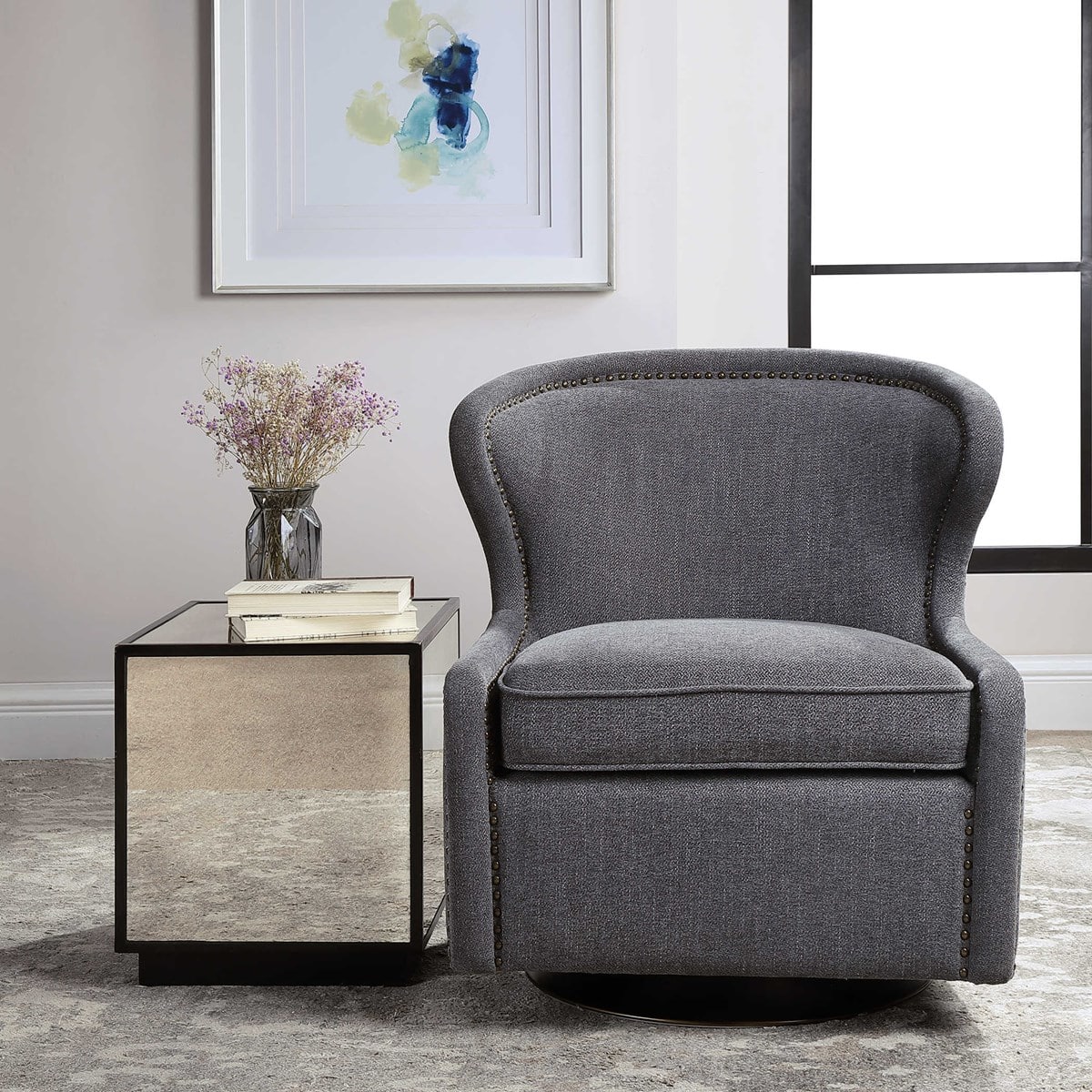 Uttermost Biscay Swivel Chair | Modishstore | Accent Chairs-7