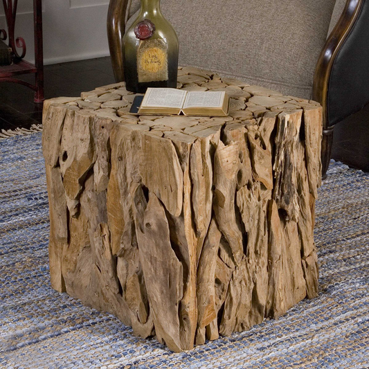 Uttermost Teak Root Bunching Cube | Modishstore | Accent Tables