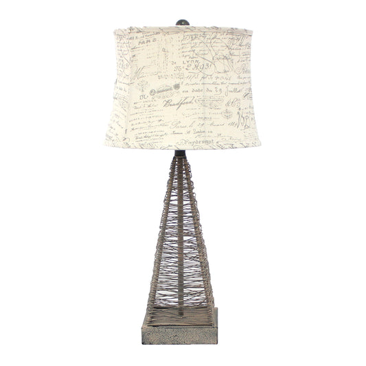 Tan Industrial Metal With Gentle Linen Shade - Table Lamp By Homeroots