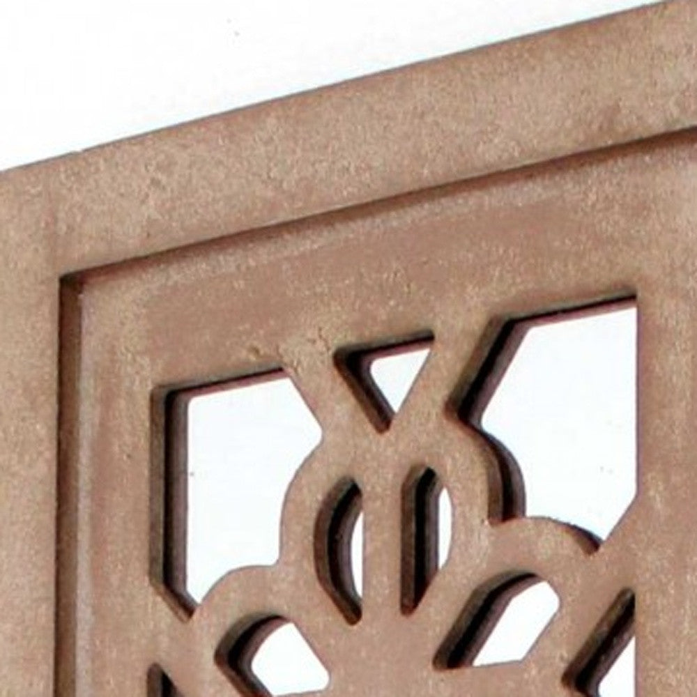 Tan Rustic Lattice Mirrors - Candle Holder Sconce Set By Homeroots | Wall Decor | Modishstore - 5
