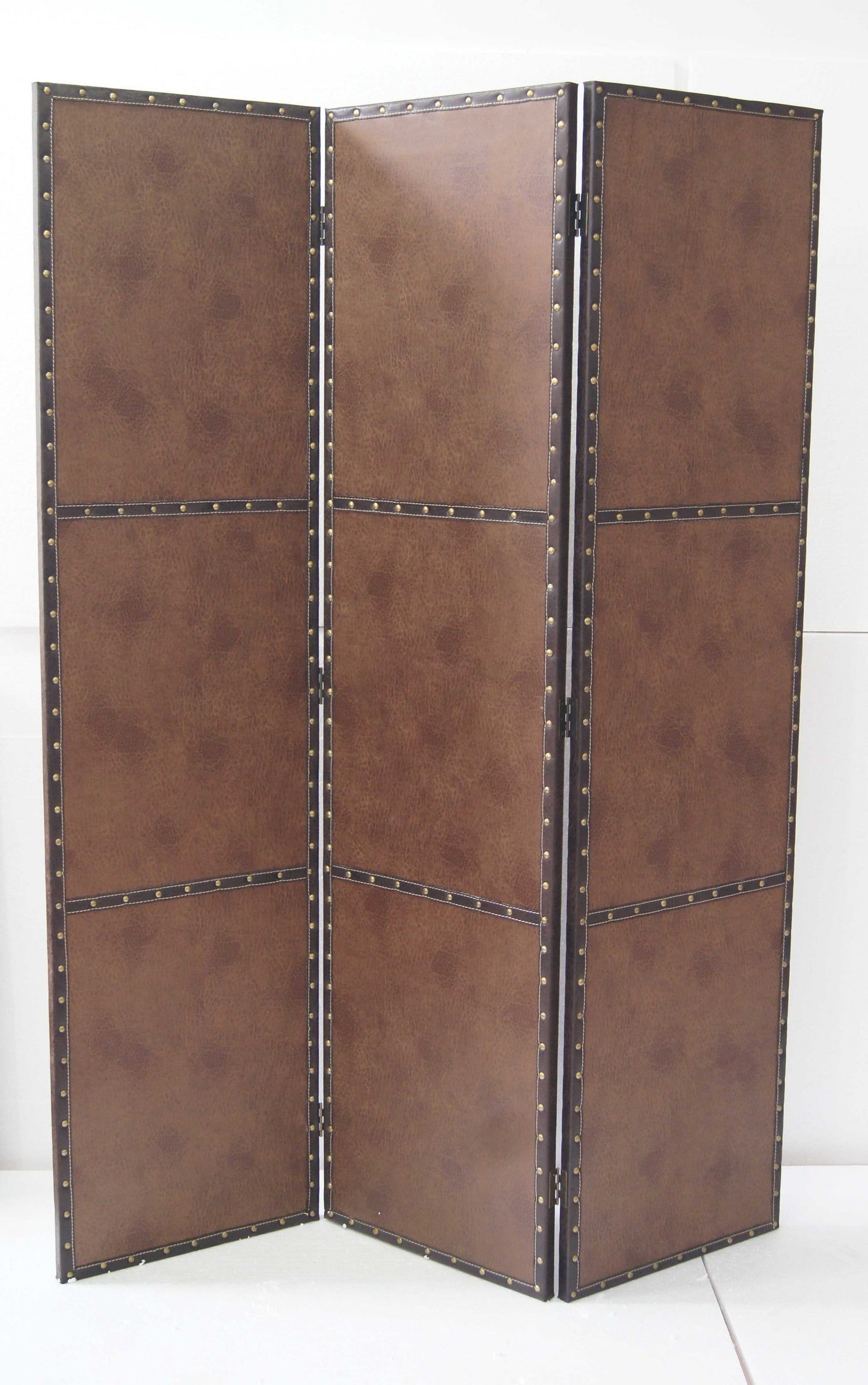 Brown Wood Glass Screen By Homeroots | Room Dividers | Modishstore - 3