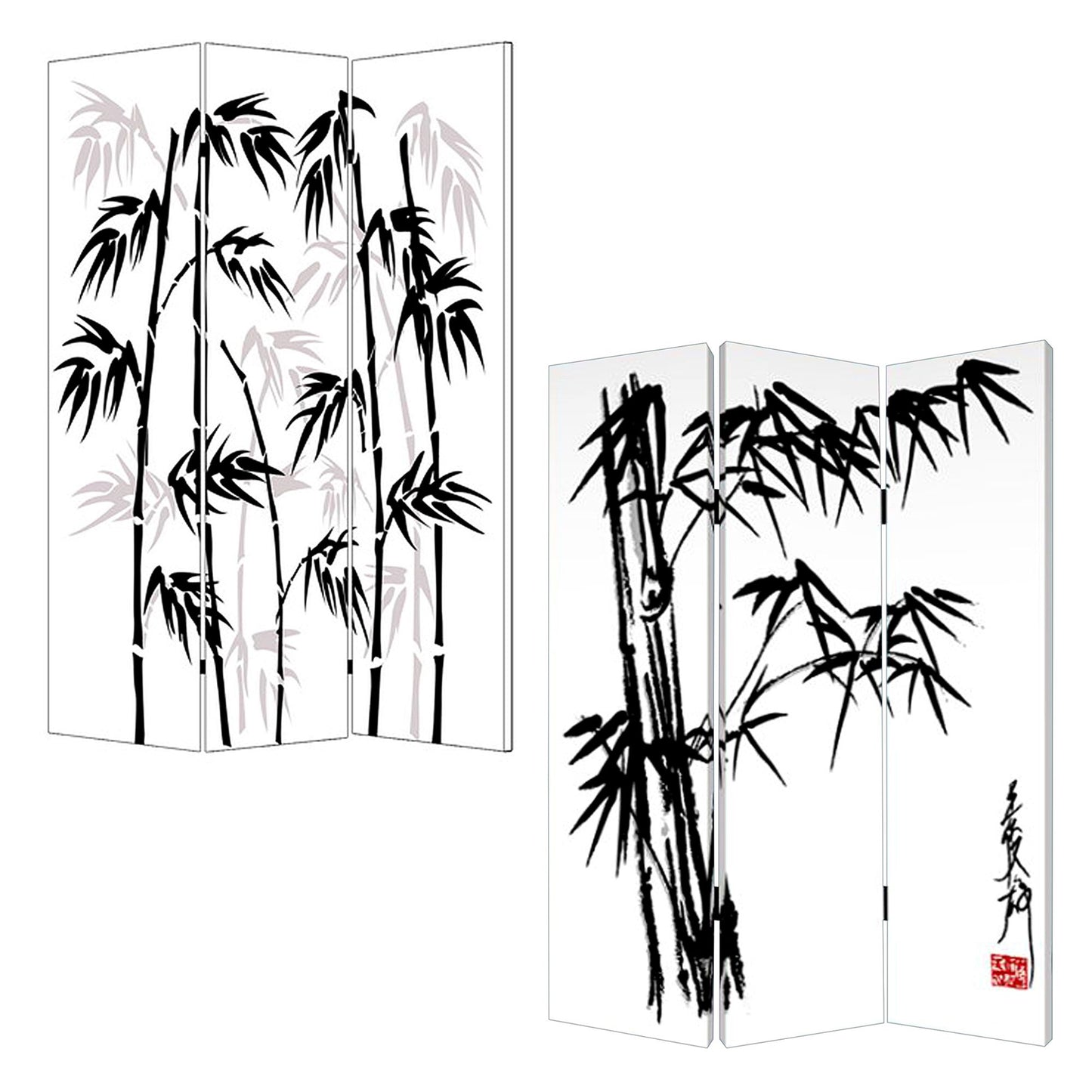 Multi Color Wood Canvas Bamboo Leaf Screen By Homeroots | Room Dividers | Modishstore - 3