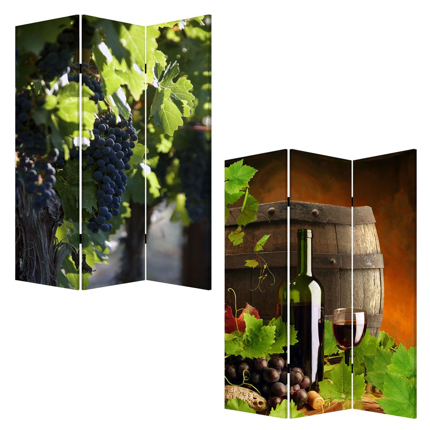 Multi Color Wood Canvas Wine Country Screen By Homeroots | Room Dividers | Modishstore - 3