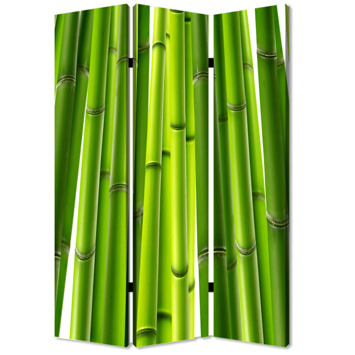 Multi Color Wood Canvas Bamboo Screen By Homeroots | Room Dividers | Modishstore