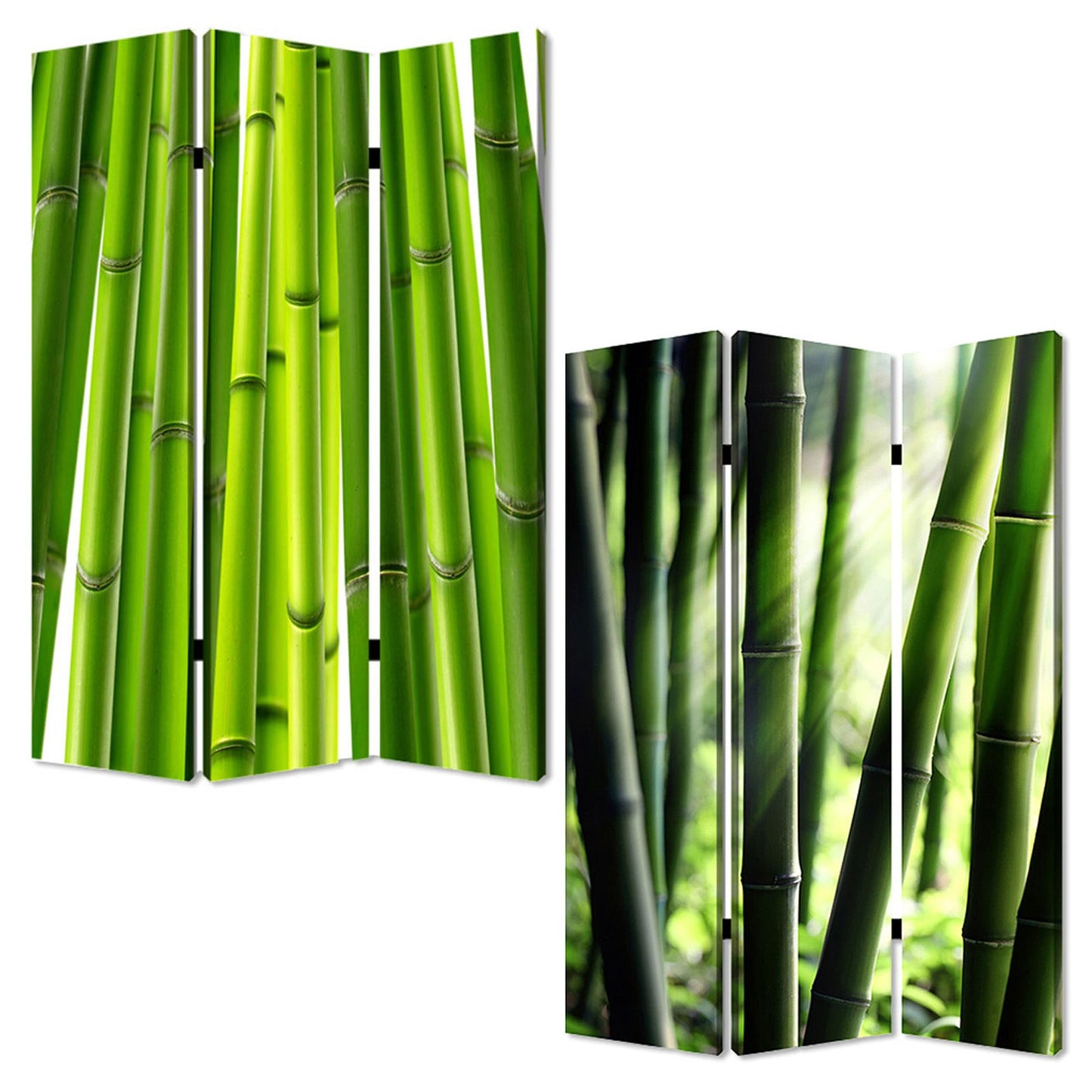 Multi Color Wood Canvas Bamboo Screen By Homeroots | Room Dividers | Modishstore - 3
