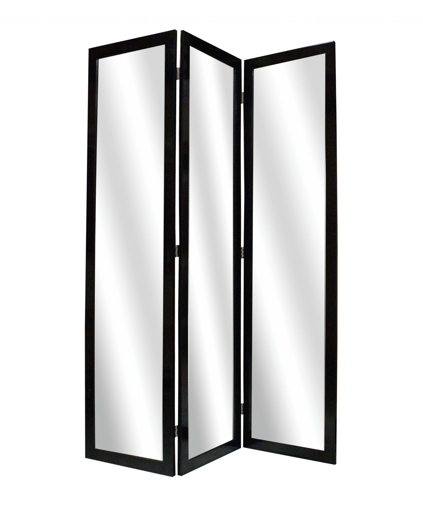 Black Glass & Wood Mirror Screen By Homeroots - 274678 | Room Dividers | Modishstore - 3