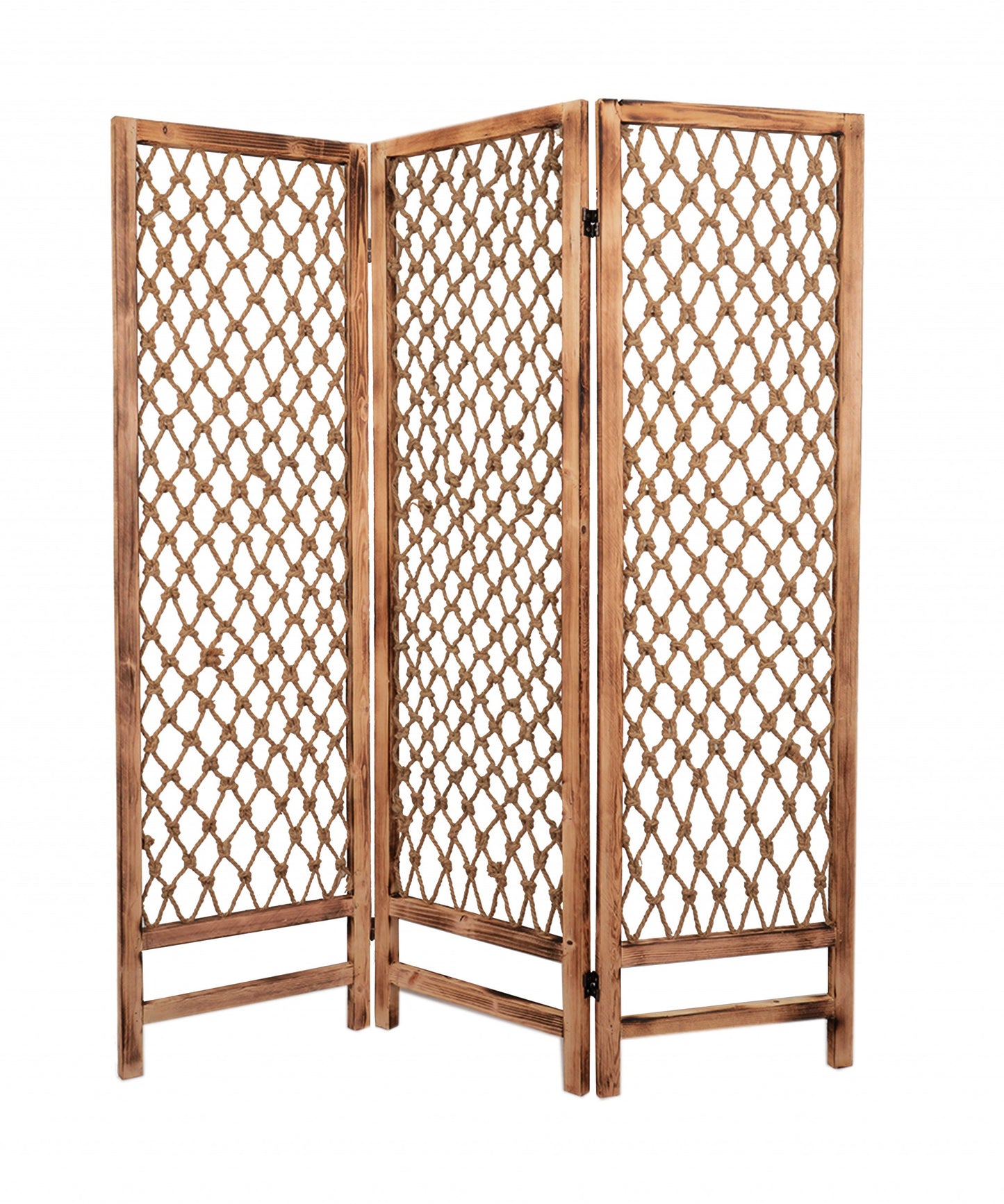 Natural Rope Wooden Screen By Homeroots | Room Dividers | Modishstore - 2