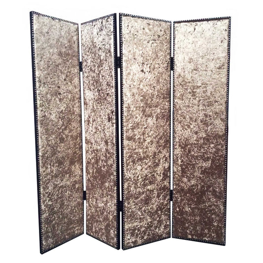 Bronze Wood & Fabric Screen By Homeroots - 274721 | Room Dividers | Modishstore
