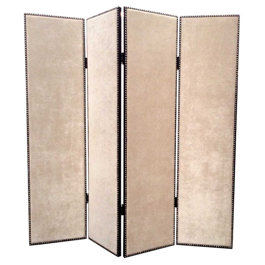 Beige Wood & Fabric Chateau Screen By Homeroots | Room Dividers | Modishstore