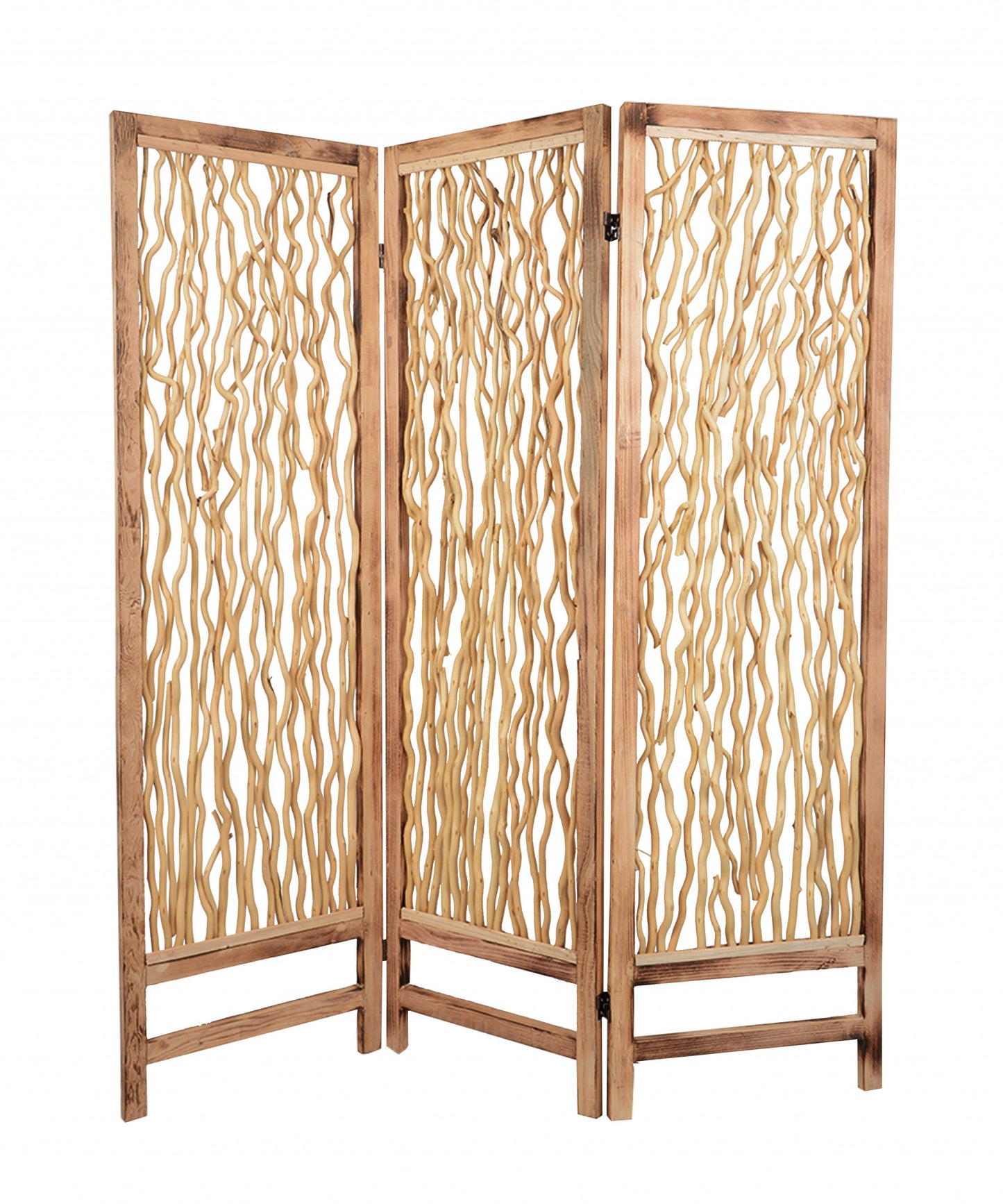 Brown 3 Panel Wood foldable Screen By Homeroots - 274728 | Room Dividers | Modishstore - 2