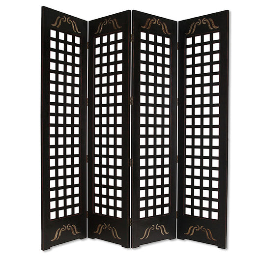 Brown Wood Omega Screen By Homeroots | Room Dividers | Modishstore