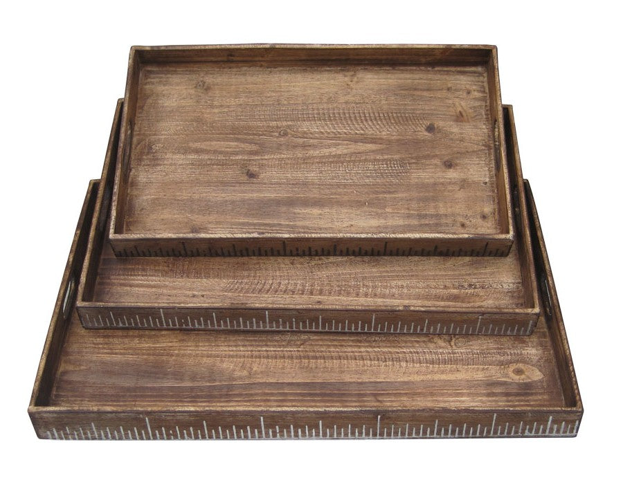 Brown Wood Tray Set By Homeroots - 274825 | Trays | Modishstore - 2
