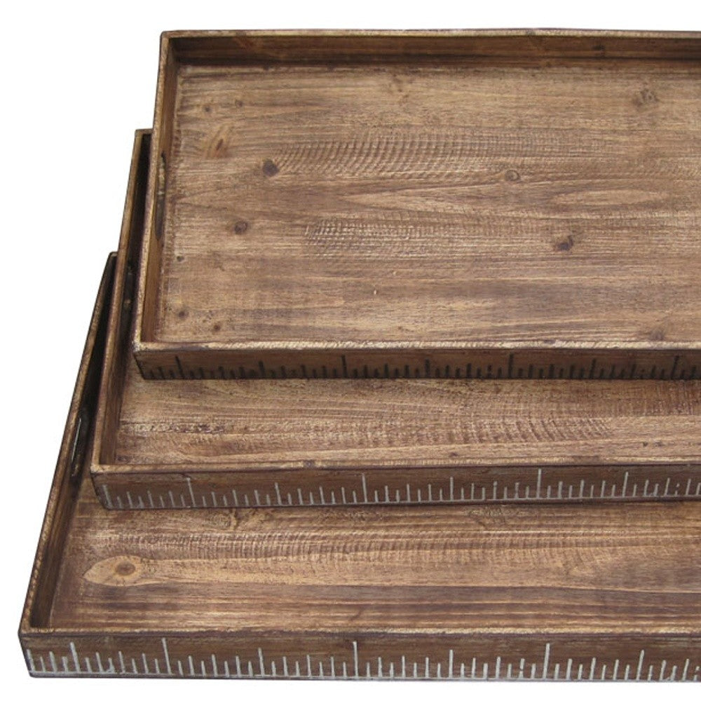 Brown Wood Tray Set By Homeroots - 274825 | Trays | Modishstore - 3